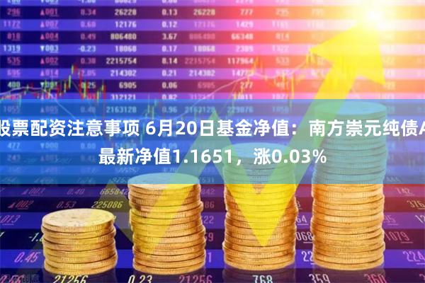 股票配资注意事项 6月20日基金净值：南方崇元纯债A最新净值1.1651，涨0.03%