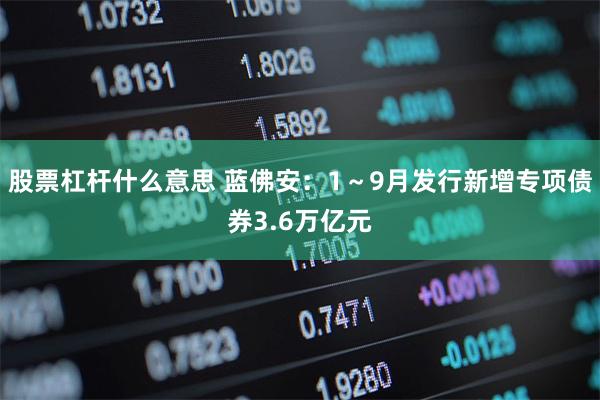 股票杠杆什么意思 蓝佛安：1～9月发行新增专项债券3.6万亿元