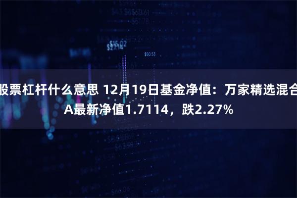 股票杠杆什么意思 12月19日基金净值：万家精选混合A最新净值1.7114，跌2.27%